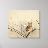 Vroege pruimbloesems met Nishimura Goun, Owl Art Canvas Afdruk (Voorkant)