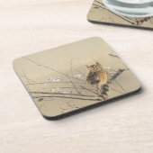 Vroege pruimbloesems van Nishimura Goun,  Owl Bier Onderzetter (Linkerzijde)