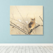 Vroege pruimbloesems van Nishimura Goun,  Owl Canvas Afdruk (Insitu (Houten vloer))