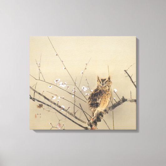 Vroege pruimbloesems van Nishimura Goun,  Owl Canvas Afdruk (Voorkant)