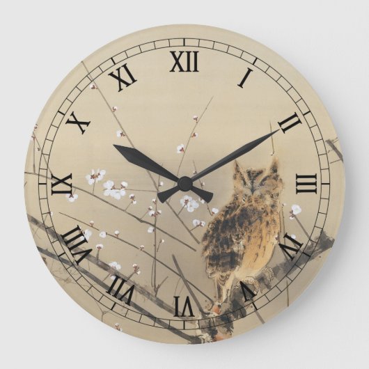 Vroege pruimbloesems van Nishimura Goun,  Owl Grote Klok (Voorkant)
