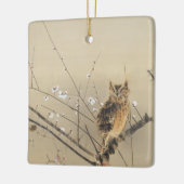 Vroege pruimbloesems van Nishimura Goun,  Owl Keramisch Ornament (Links)