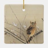 Vroege pruimbloesems van Nishimura Goun,  Owl Keramisch Ornament (Achterkant)