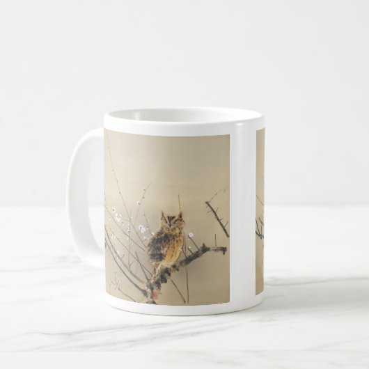 Vroege pruimbloesems van Nishimura Goun,  Owl Koffiemok (Voorkant links)
