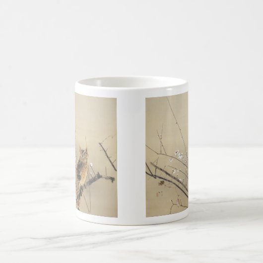 Vroege pruimbloesems van Nishimura Goun,  Owl Koffiemok (Center)