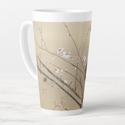 Vroege pruimbloesems van Nishimura Goun,  Owl Latte Mok (Linkerhoek)