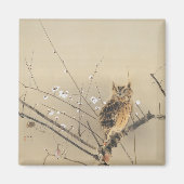 Vroege pruimbloesems van Nishimura Goun, Owl Magneet (Voorkant)