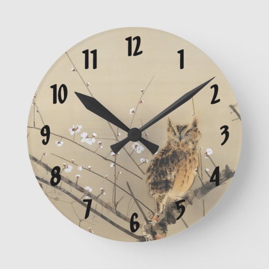 Vroege pruimbloesems van Nishimura Goun,  Owl Ronde Klok (Voorkant)