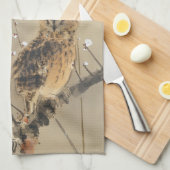 Vroege pruimbloesems van Nishimura Goun,  Owl Theedoek (Quarter Fold)