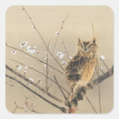 Vroege pruimbloesems van Nishimura Goun,  Owl Vierkante Sticker (Voorkant)