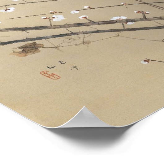 Vroege pruimenbloesem door Nishimura Goun, Uil Kun Poster (Hoek)