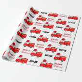 Vroege Red Fire Truck — Aangepaste naam Cadeaupapier (Uitgerold)