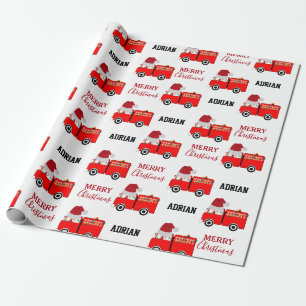 Vroege Red Fire Truck — Aangepaste naam Cadeaupapier