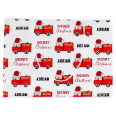 Vroege Red Fire Truck — Aangepaste naam Groot Cadeauzakje (Achterkant)