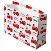 Vroege Red Fire Truck — Aangepaste naam Groot Cadeauzakje (Achterkant Gekanteld)