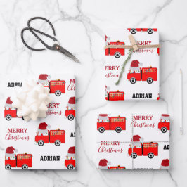 Vroege Red Fire Truck — Aangepaste naam Inpakpapier Vel