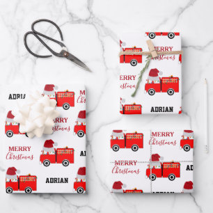 Vroege Red Fire Truck — Aangepaste naam Inpakpapier Vel