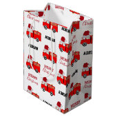 Vroege Red Fire Truck — Aangepaste naam Medium Cadeauzakje (Achterkant Gekanteld)