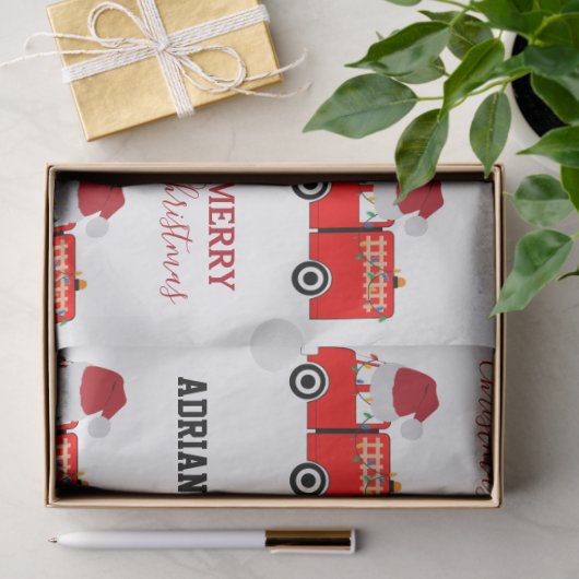 Vroege Red Fire Truck — Aangepaste naam Tissuepapier (Geschenk)