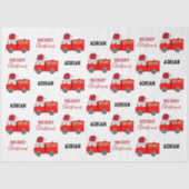 Vroege Red Fire Truck — Aangepaste naam Tissuepapier (Voorkant)