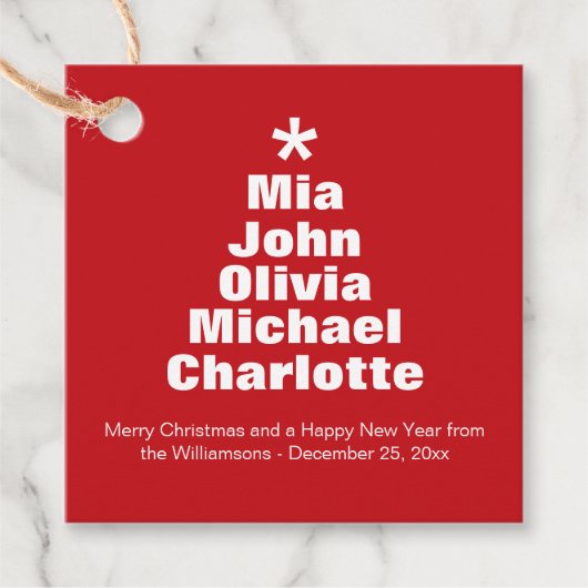 Vroege rode witte kerstboom moderne bedankjes labels (Voorkant)
