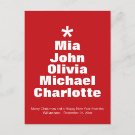 Vroege rode witte kerstboom moderne briefkaart