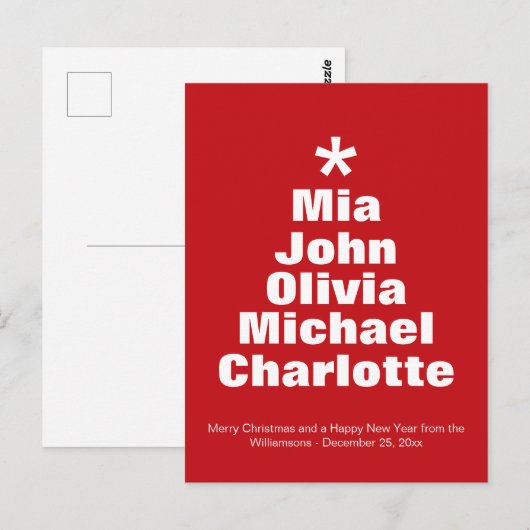 Vroege rode witte kerstboom moderne briefkaart (Voorkant / Achterkant)