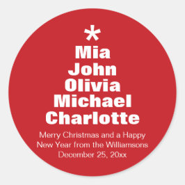 Vroege rode witte kerstboom moderne ronde sticker