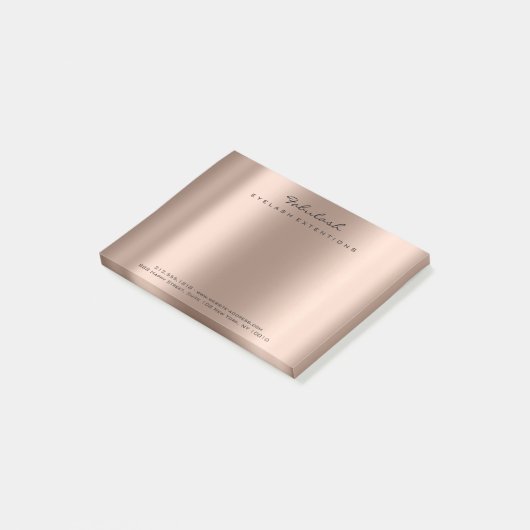 Vroege Roos Gold Name Web Telefoonnummer Roze Post-it® Notes (Schuin)