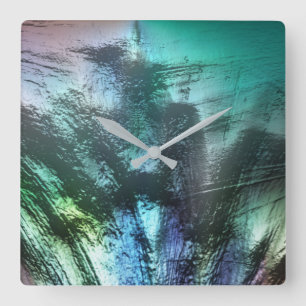 Vroege rotstextuur in blauw cyaan tot zilvergrijs  vierkante klok