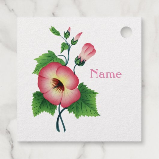 Vroege roze bloemen Thunder_Cove Bedankjes Labels (Achterkant)