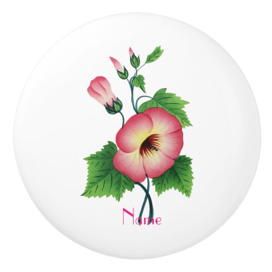 Vroege roze bloemen Thunder_Cove Keramische Knop (Voorkant)