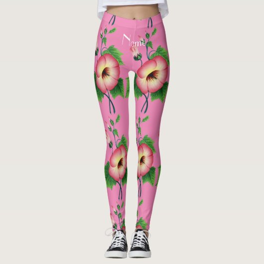 Vroege roze bloemen Thunder_Cove Leggings (Voorkant)