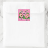 Vroege roze bloemen Thunder_Cove Vierkante Sticker (Tas)