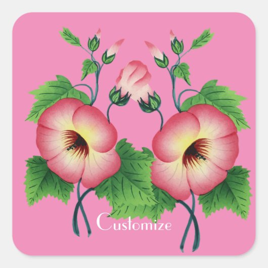 Vroege roze bloemen Thunder_Cove Vierkante Sticker (Voorkant)