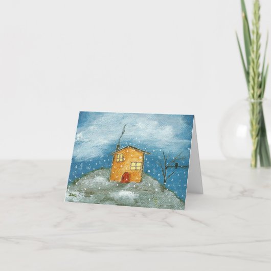 Vroege Sneeuw Storm Originele Kunst Greeting Note Feestdagen Kaart (Voorkant)