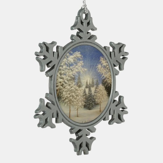 Vroege sneeuwStorm Tin Sneeuwvlok Ornament (Links)