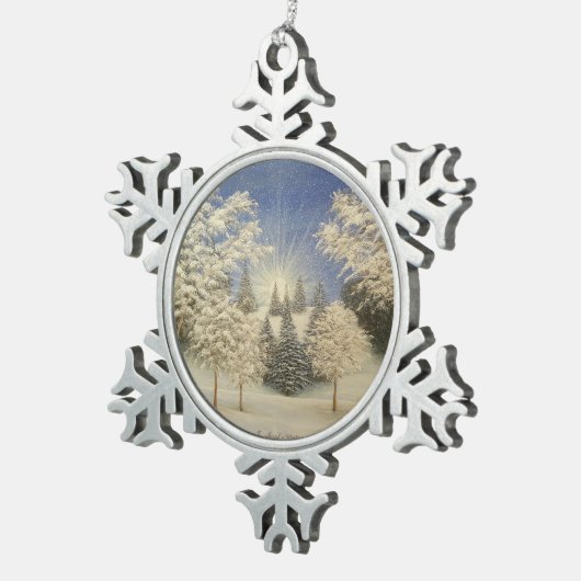 Vroege sneeuwStorm Tin Sneeuwvlok Ornament (Rechts)