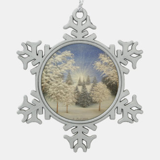 Vroege sneeuwStorm Tin Sneeuwvlok Ornament