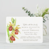 Vroege Spider orchidee waterverf bruiloft uitnodig Kaart (Staand voorkant)