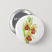 Vroege spin orchidee waterverf kunst knop badge ronde button 5,7 cm (Voorkant /achterkant)