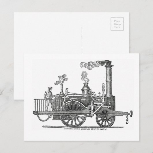 Vroege stoamlocomotief briefkaart (Voorkant / Achterkant)