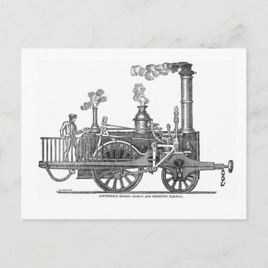 Vroege stoamlocomotief briefkaart (Voorkant)