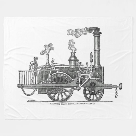 Vroege stoamlocomotief fleece deken (Voorkant (Horizontaal))