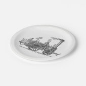 Vroege stoamlocomotief papieren bordje (Gekanteld)