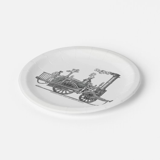 Vroege stoamlocomotief papieren bordje (Gekanteld)