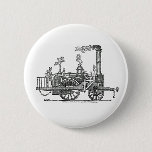 Vroege stoamlocomotief ronde button 5,7 cm (Voorkant)
