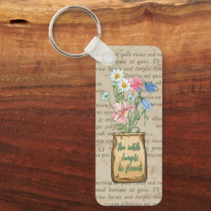 Vroege tekst op papier gebaseerd op Floral Country Sleutelhanger