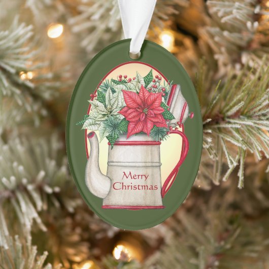 Vroege theepot met poinsettias Kerstmis Ornament (Boom)