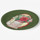 Vroege theepot met poinsettias Kerstmis Papieren Bordje (Gekanteld)